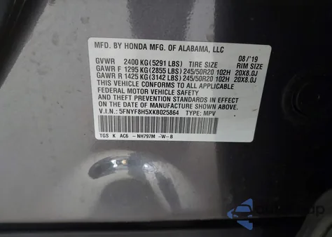 2019 Honda Passport Exl z USA, uszkodzony, nr VIN 5FNYF8H5XKB025864